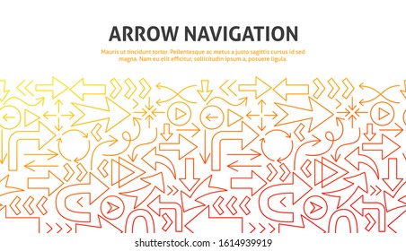 Arrow Navigation Concept. Vector Illustration of Outline Design.