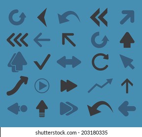arrow, navigation, direction icons, signs, symbols set, vector