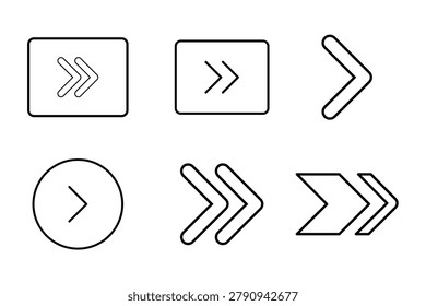 Arrow Navigation, Direction Line Icons Set