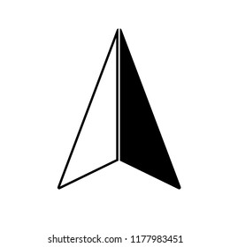 Arrow navigation icon, silhouette, logo on white background