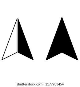 Arrow navigation icon, silhouette, logo on white background
