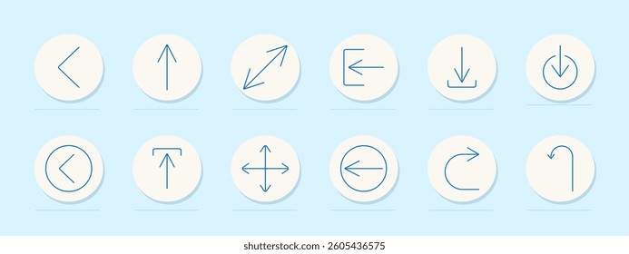 Arrow navigation set icon. Left, up, diagonal, enter, download, rotate, expand, undo, scroll, return, transfer, control, move, circular, direction, loop, interface