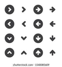 Arrow navigation set for UI and websites. Vector arrow direction icon set.