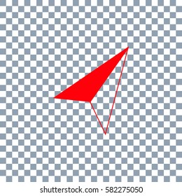 Arrow navigator icon on transparent background. Red icon