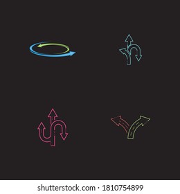 Plantilla de diseño de ilustración vectorial de brillo de neón de flecha