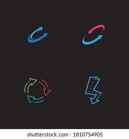 Arrow neon glow vector illustration design template
