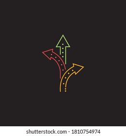 Arrow neon glow vector illustration design template