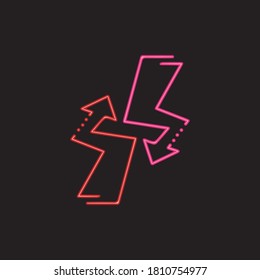 Arrow neon glow vector illustration design template