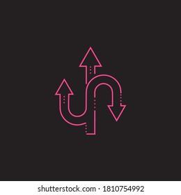 Arrow neon glow vector illustration design template