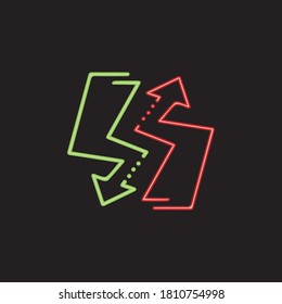 Arrow neon glow vector illustration design template