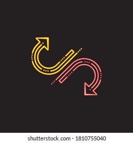 Arrow neon glow vector illustration design template