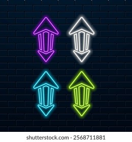 Arrow neon icon design. green color.