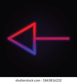 Arrow neon icon on dark background