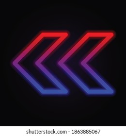 Arrow neon icon on dark background