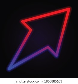 Arrow neon icon on dark background