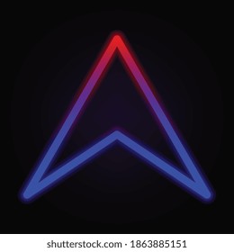 Arrow neon icon on dark background