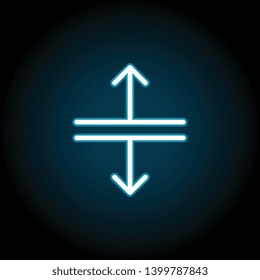 arrow neon icon. Simple thin line, outline vector of Arrow icons for UI and UX, website or mobile application on dark blue gradient background