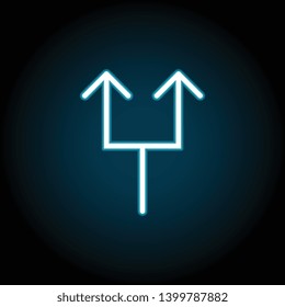 arrow neon icon. Simple thin line, outline vector of Arrow icons for UI and UX, website or mobile application on dark blue gradient background