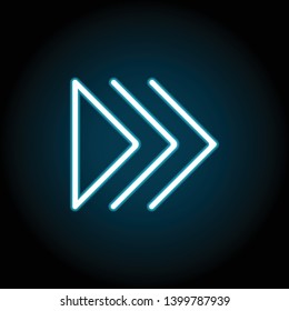 arrow neon icon. Simple thin line, outline vector of Arrow icons for UI and UX, website or mobile application on dark blue gradient background