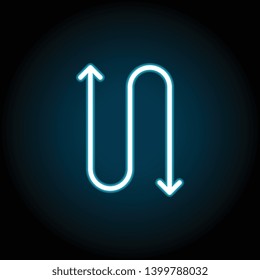 arrow neon icon. Simple thin line, outline vector of Arrow icons for UI and UX, website or mobile application on dark blue gradient background