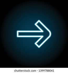 arrow neon icon. Simple thin line, outline vector of Arrow icons for UI and UX, website or mobile application on dark blue gradient background