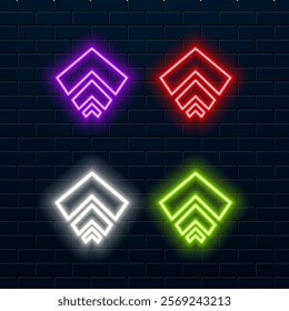 Arrow neon icon Simple thin line outline vector of Arrow icons for UI and UX website or mobile application on brick wall background.