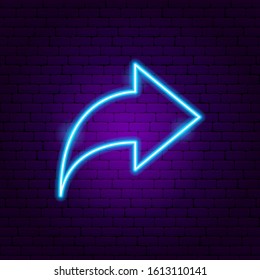 Arrow Neon Sign 2. Vector Illustration of Direction Promotion.