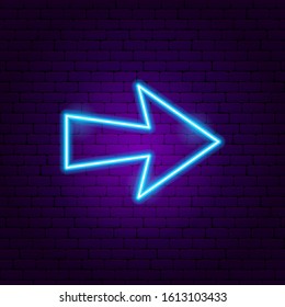 Arrow Neon Sign 5. Vector Illustration of Direction Promotion.