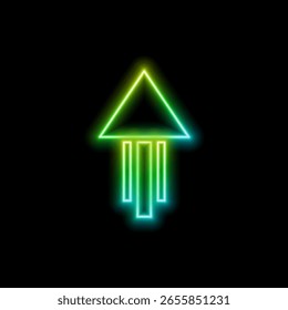 Vector de neón de la muestra de la flecha en el fondo oscuro.