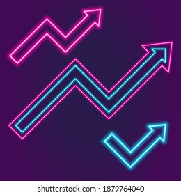 up arrow neon signs. Vector illustration