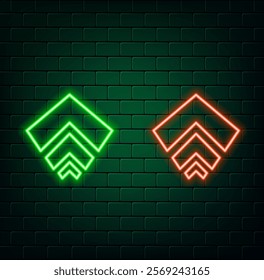 Arrow neon vector pointer Arrows glowing on dark background.