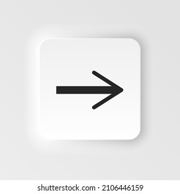 Arrow neumorphic style vector icon. Vector illustration of arrow icon on white background. Neumorphism, neumorphic style icon