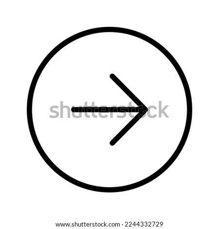 Arrow next circle icon line isolated on white background. Black flat thin icon on modern outline style. Linear symbol and editable stroke. Simple and pixel perfect stroke vector illustration. 
