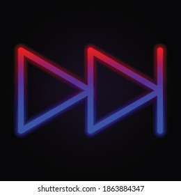 Arrow, next neon icon on dark background