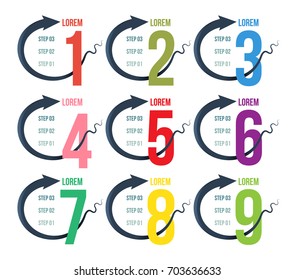 Arrow with number set for business options concept. Vector illustration for business.