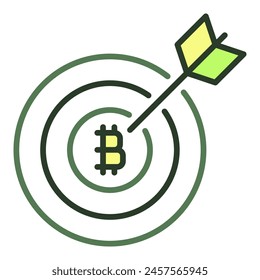 Arrow on Bitcoin Target vector Cryptocurrency concept colored icon or logo element svg