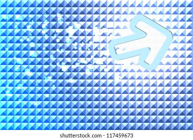 Arrow on blue background