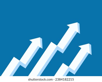 Up arrow on blue background area. business growth and progress in development