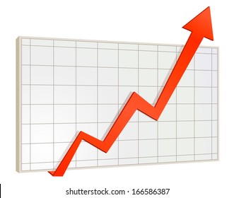 
The arrow on the board rises. Financial board graph.