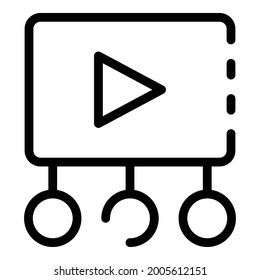 Arrow on the button icon. Outline arrow on the button vector icon for web design isolated on white background