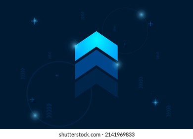 up arrow on dark background digital growth concept space