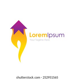 Arrow on fire burning in flames simple business icon logo