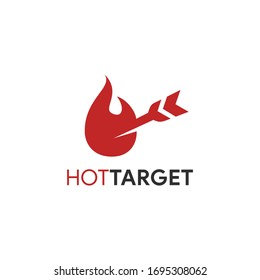 Arrow on fire target logo icon vector template on white background