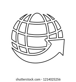 arrow on the globe, around the world symbol sign icon. Simple outline vector of web, minimalistic set for UI and UX, website or mobile application