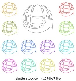 arrow on the globe, around the world symbol sign multi color icon. Simple thin line, outline vector of web icons for UI and UX, website or mobile application