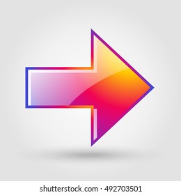 Arrow on gray background sign Arrow icon in style Instagram new logo color. 2024 Arrow Vector tag Arrow Phone icon database, Instagram colorful gradient Analysis social media app interface site design