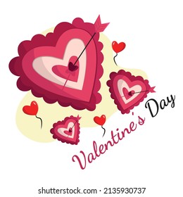 Flecha en forma de corazón y globos Vector de San Valentín