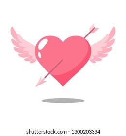 Arrow on heart wings vector