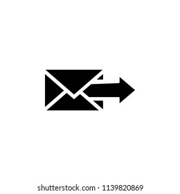 arrow on an mail envelope in glyph style icon vector