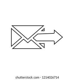 arrow on an mail envelope icon. Simple outline vector of web, minimalistic set for UI and UX, website or mobile application
